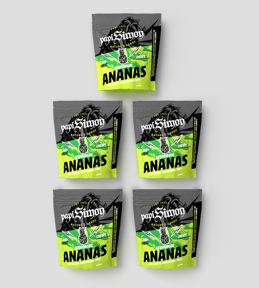 Gedroogde Ananas papi simon 5 pack voordeelverpakking